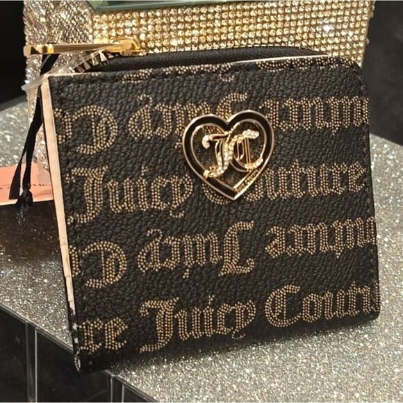 Juicy Couture Flawless L-Zip Card Case/Wallet- Black Taupe/Liquorice - Picture 3 of 5